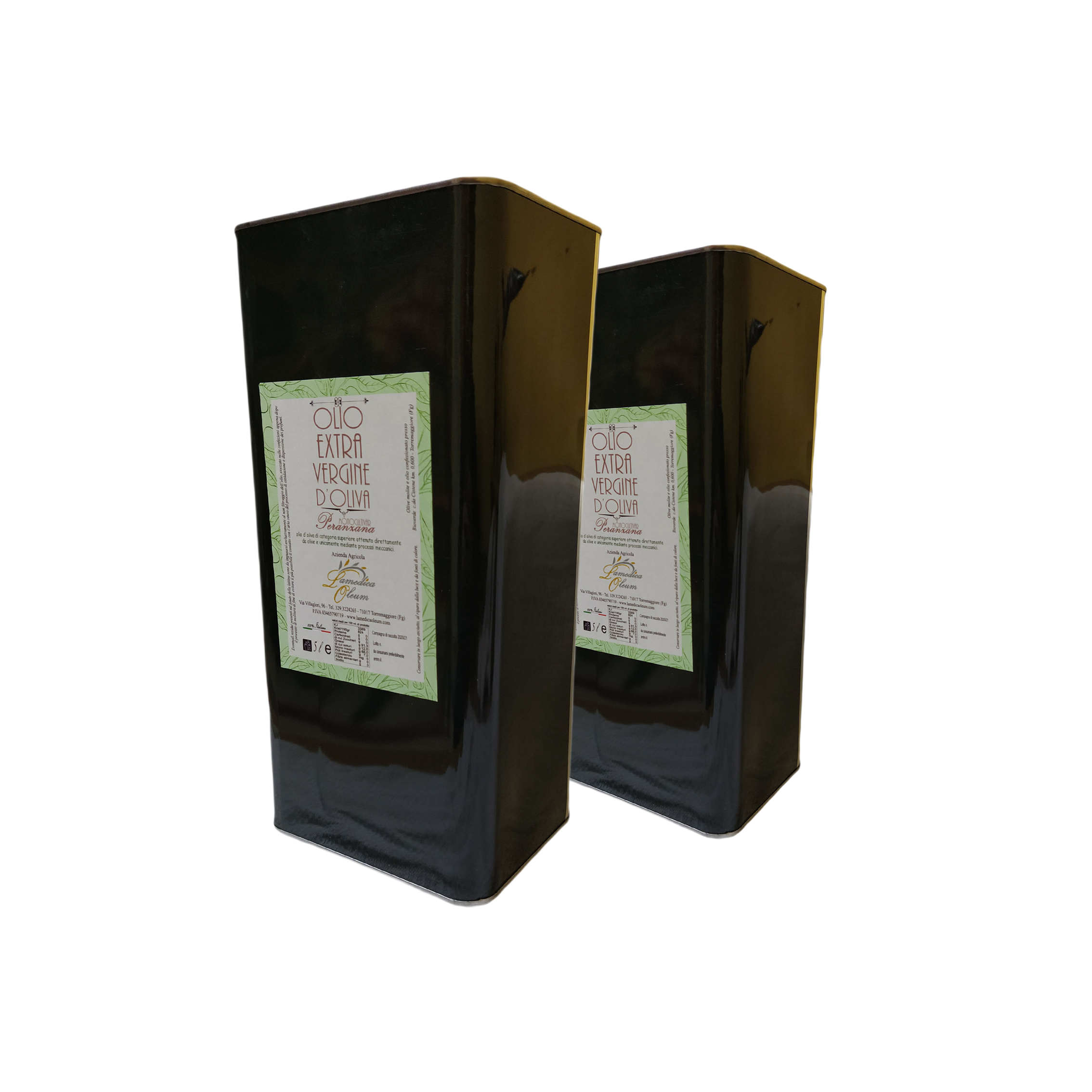 2 Lattine 5l Olio EVO Monovarietale Peranzana