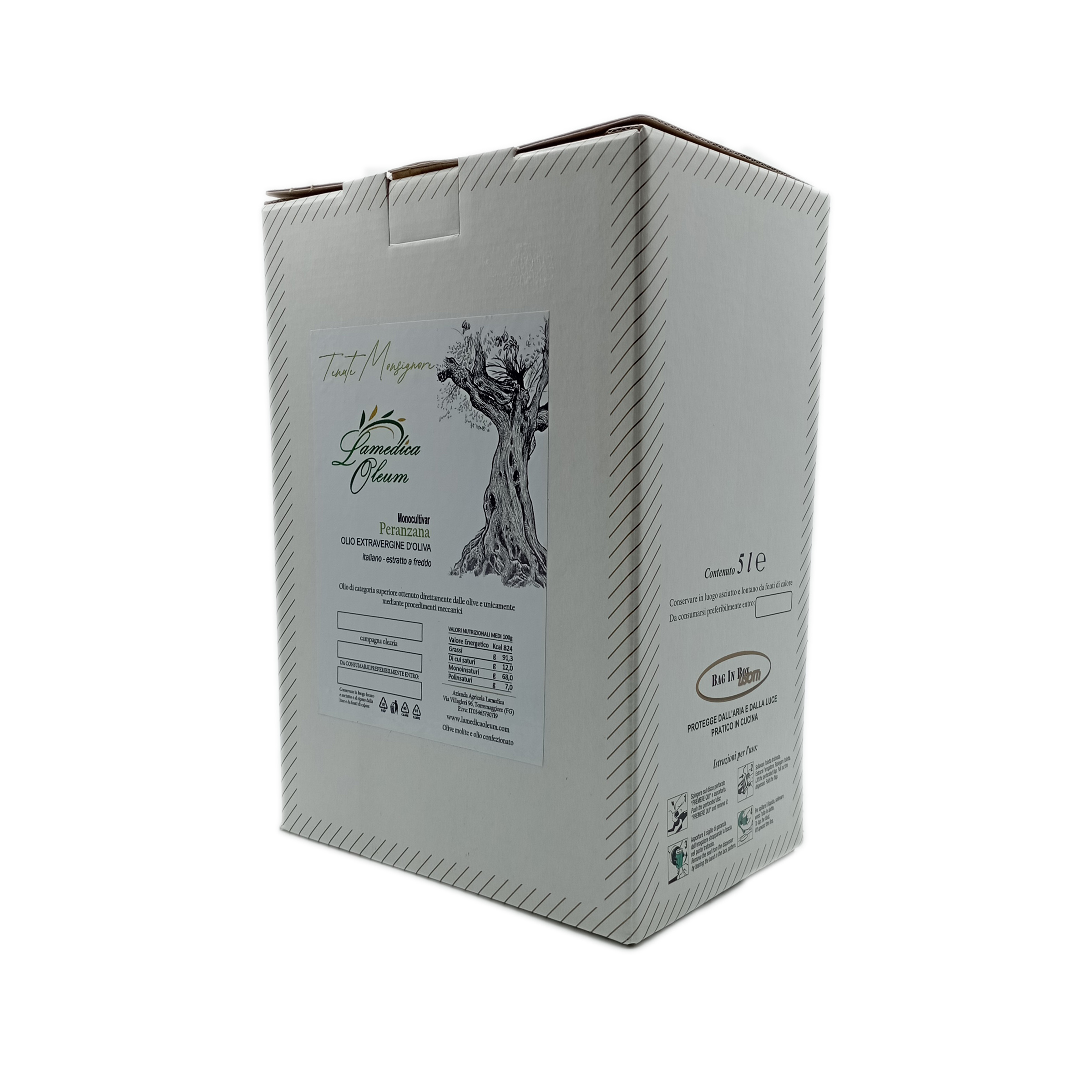 Bag in Box Olio EVO Monocultivar Peranzana 5l